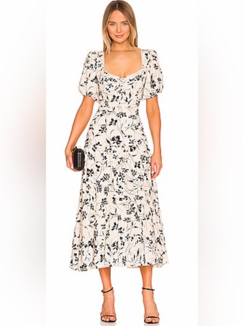 ASTR THE LABEL Baldwin Dress in Black Cream Floral Size Small - C11-504